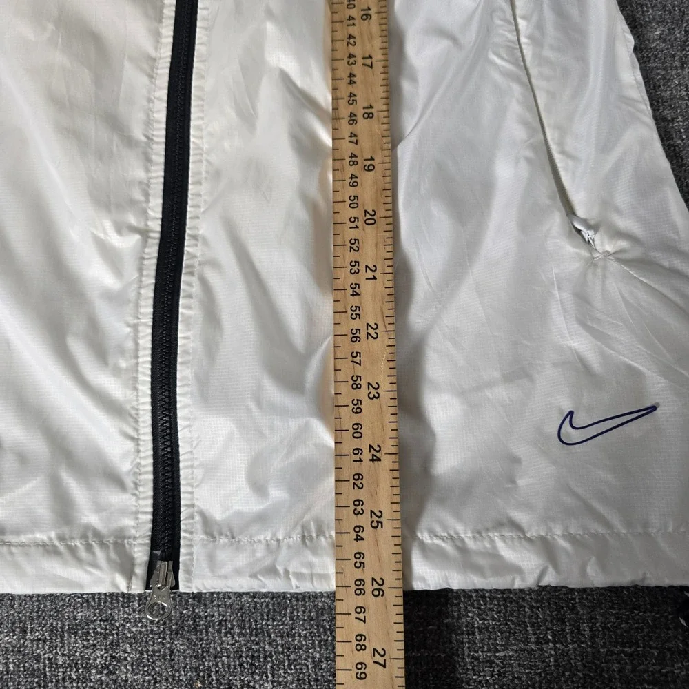 Nike Womens Dri-FIT Running Jacket White Hooded Windbreaker 452793-100 Small